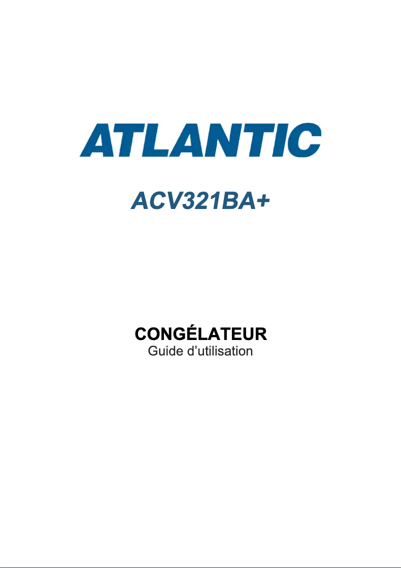 Page 1 de la notice Manuel utilisateur Atlantic ACV321BA+
