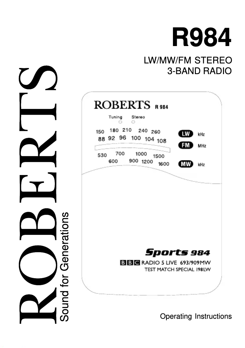 Page n°1 - Manuel utilisateur Roberts Sports 984