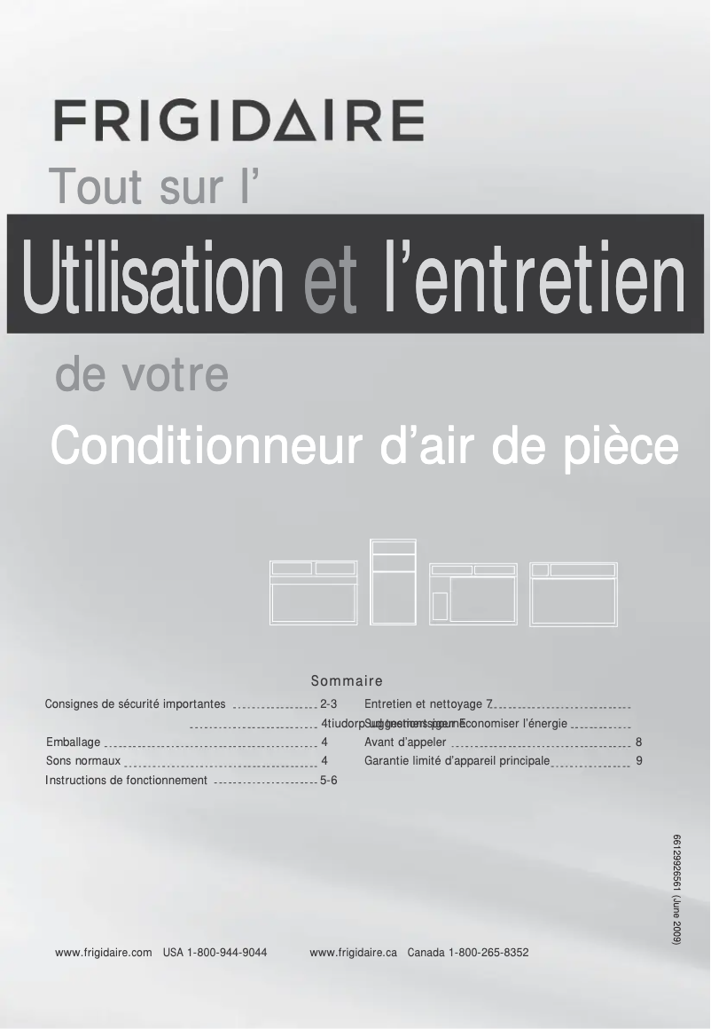 Page 1 de la notice Manuel utilisateur Frigidaire FFRA1211U1