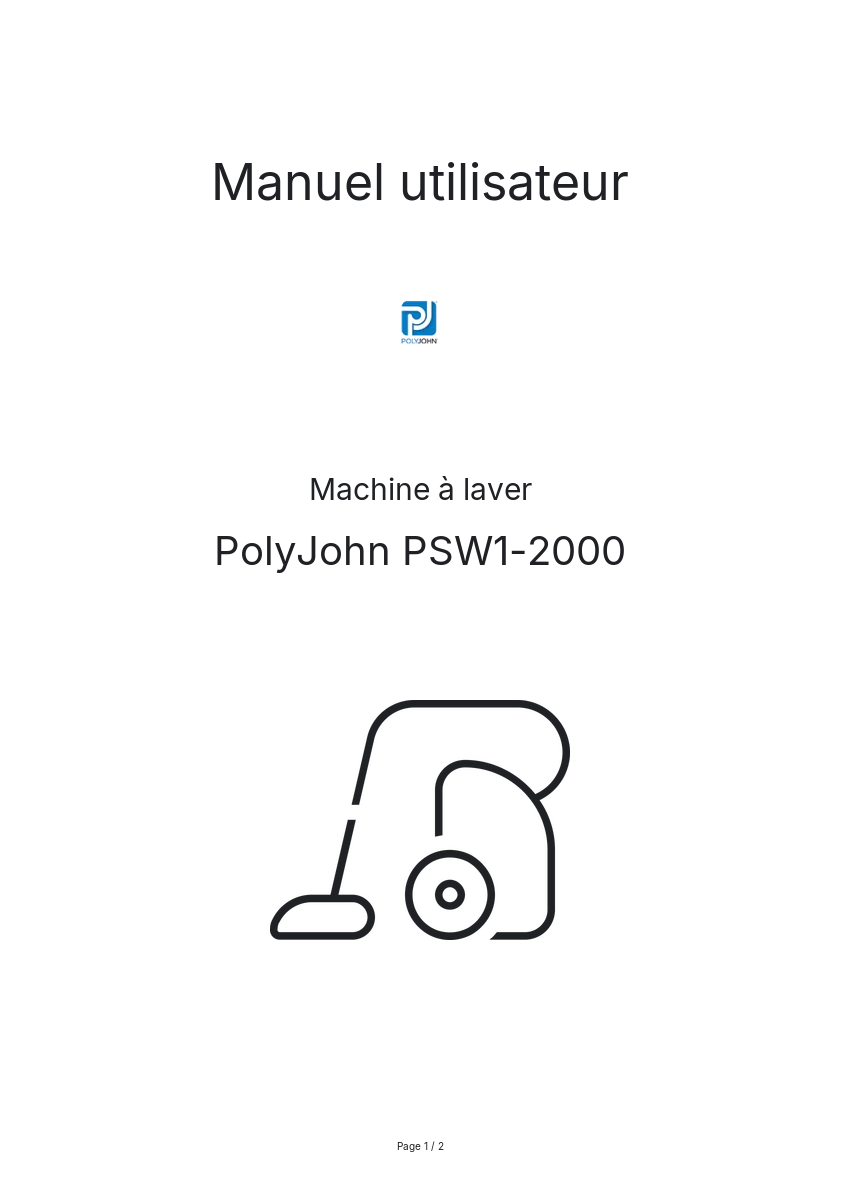 Image de la première page du manuel de l'appareil PSW1-2000