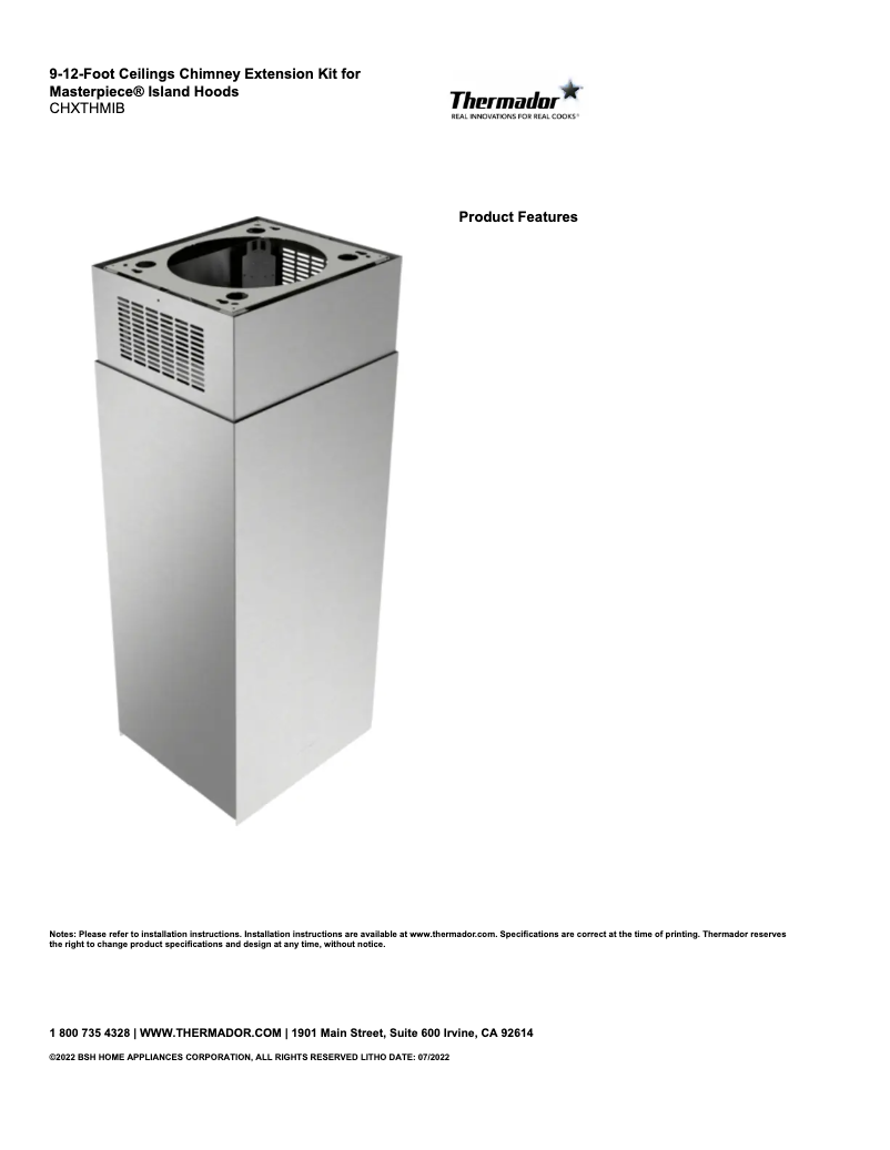 Página 1 del manual Ficha técnica Thermador CHXTHMIB