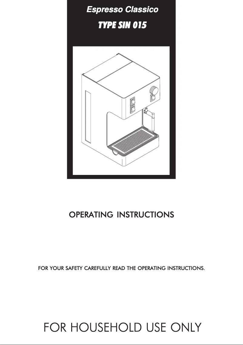 Image de la première page du manuel de l'appareil Saeco Espresso Classico SIN015