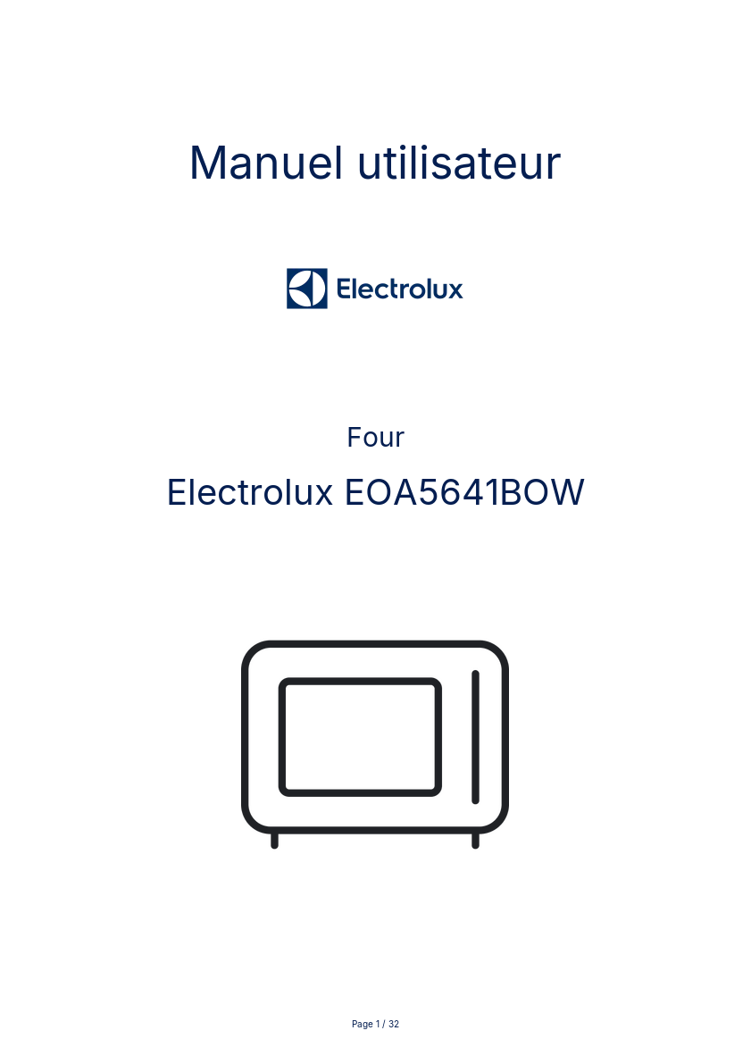 Page n°1 - Manuel utilisateur Electrolux EOA5641BOW
