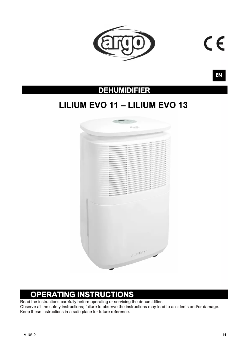 Page 1 de la notice Manuel utilisateur ARGO Lilium EVO 11