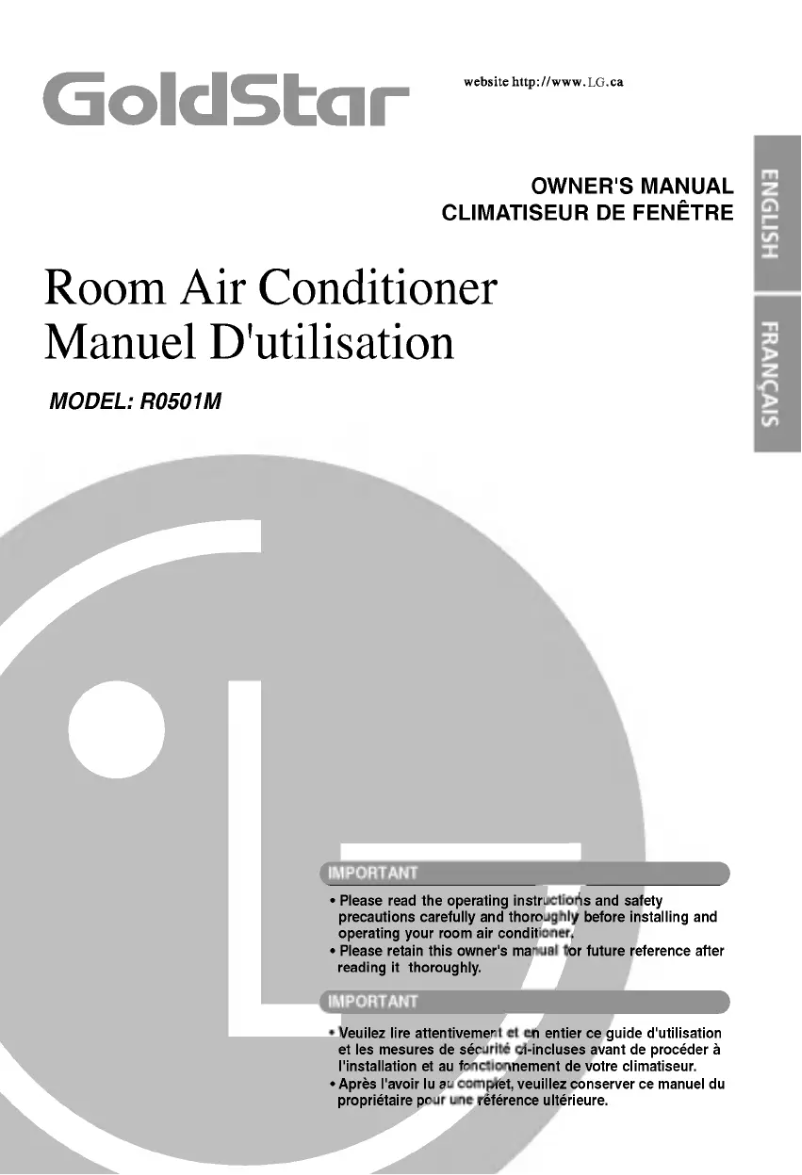 Page 1 de la notice Manuel utilisateur LG R0501M