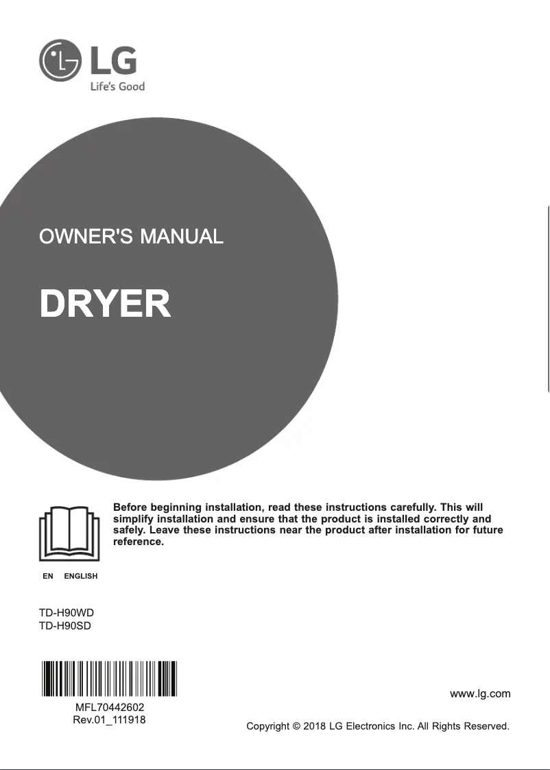 Page 1 de la notice Manuel utilisateur LG TD-H90SD
