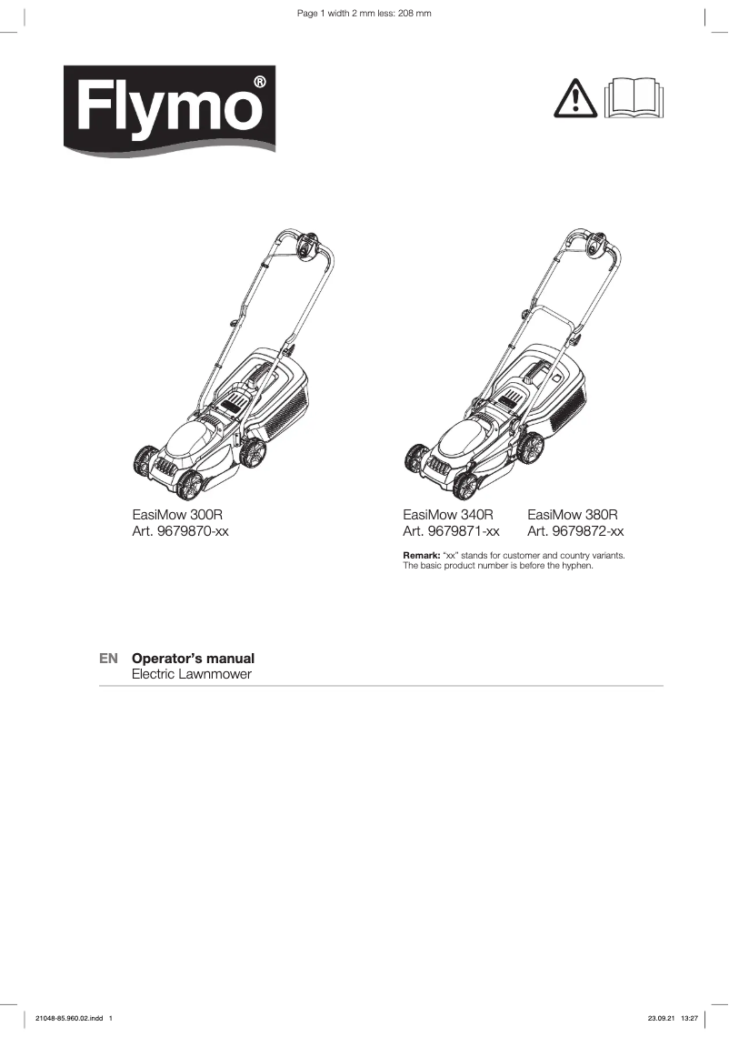 Page 1 de la notice Manuel utilisateur Flymo EasiMow 340R