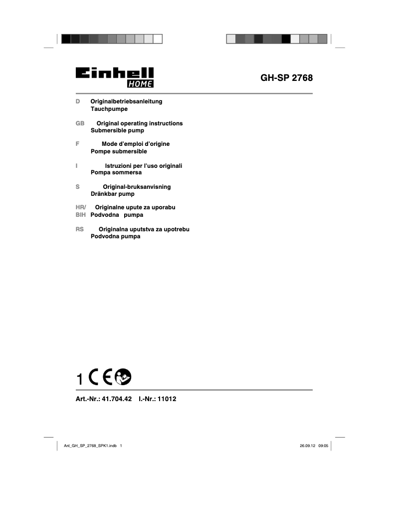 Page 1 de la notice Manuel utilisateur Einhell GH-SP 2768