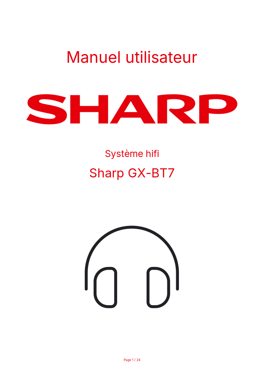 Page n°1 - Manuel utilisateur Sharp GX-BT7