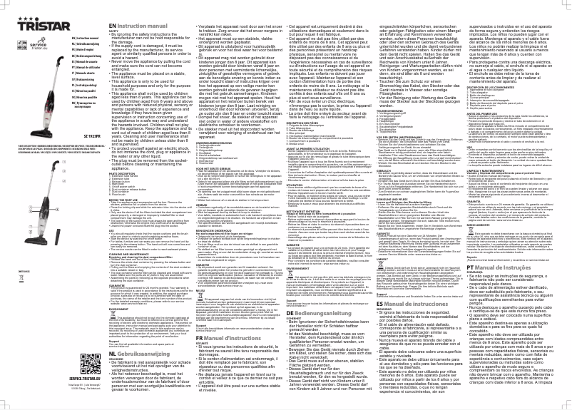 Page 1 de la notice Manuel utilisateur TriStar SZ-1925PR