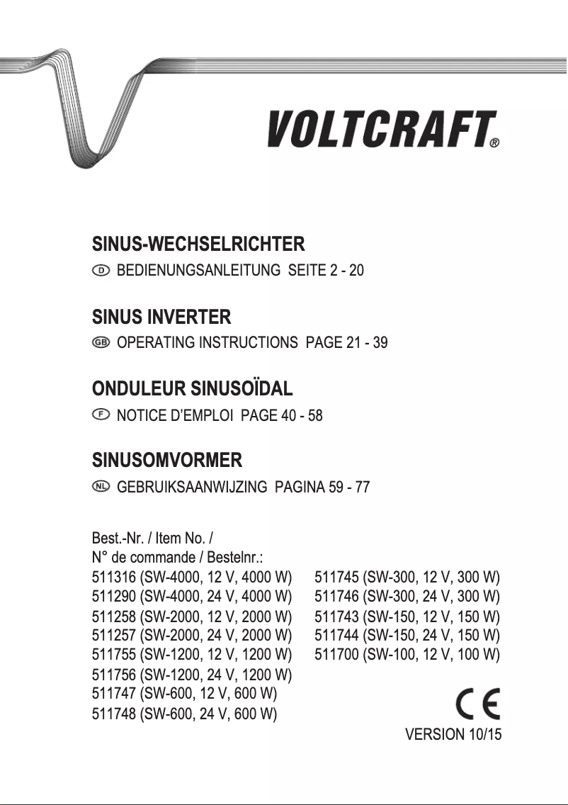 Page n°1 - Manuel utilisateur Voltcraft SW-150