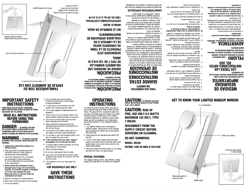 Image de la première page du manuel de l'appareil BE200