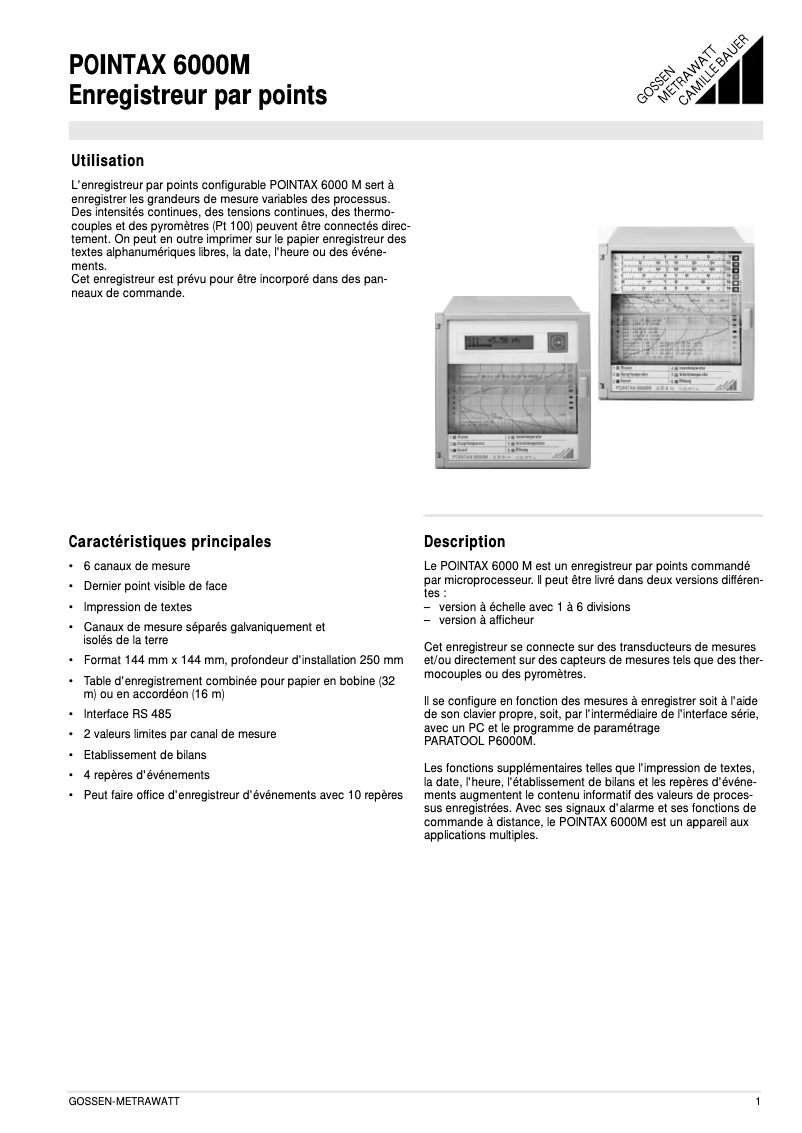 Imagen de la primera página del manual del dispositivo POINTAX 6000M