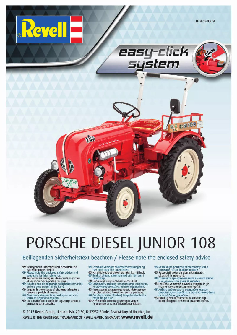 Page 1 de la notice Manuel utilisateur Revell Porsche Junior 108