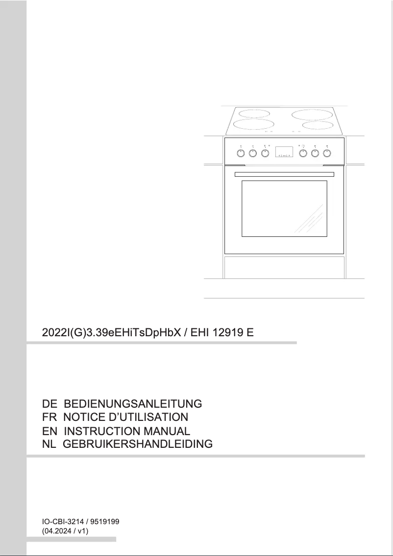 Page n°1 - Manuel utilisateur Amica EHI 12919 E
