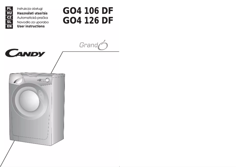 Page n°1 - Manuel utilisateur Candy GO4 106 DF