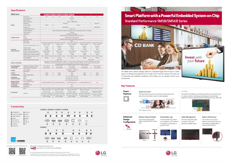 Página 1 del manual Ficha técnica LG 55SM5B