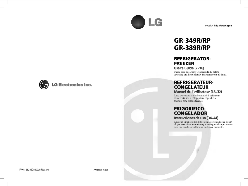 Page n°1 - Manuel utilisateur LG GR-349R