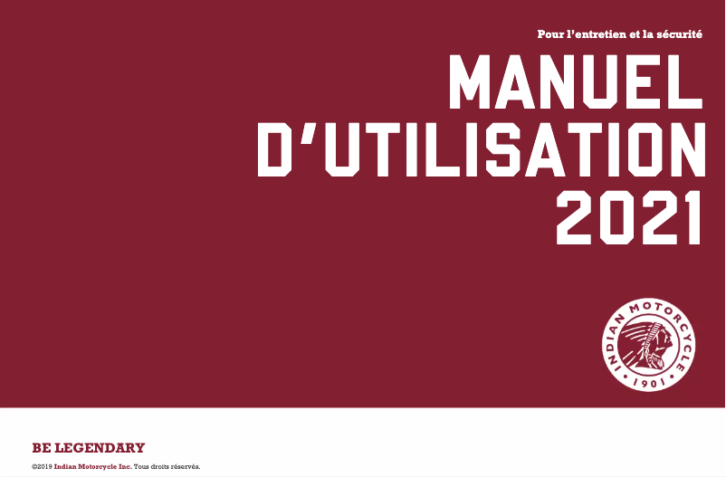 Page 1 de la notice Manuel utilisateur Indian Chieftain Elite (2021)