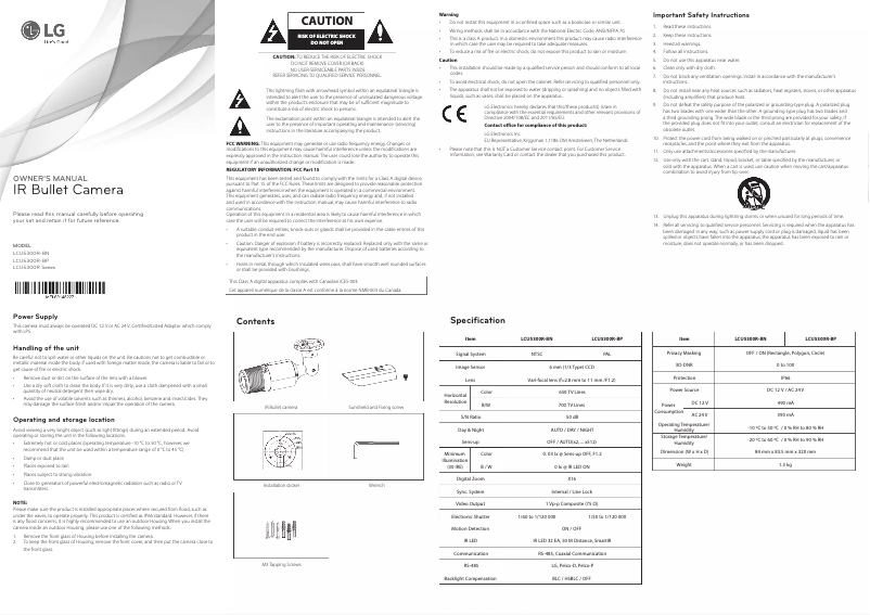 Page 1 de la notice Manuel utilisateur LG LCU5300R