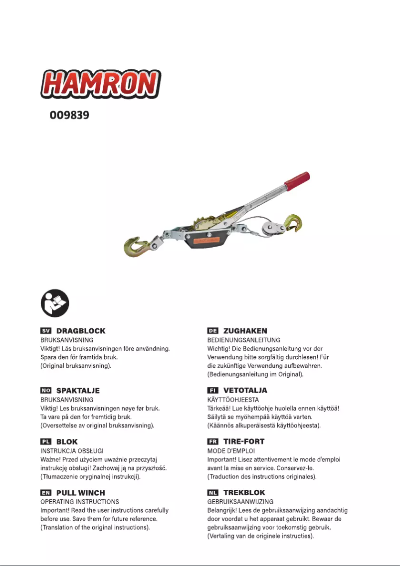 Page n°1 - Manuel utilisateur Hamron 009839