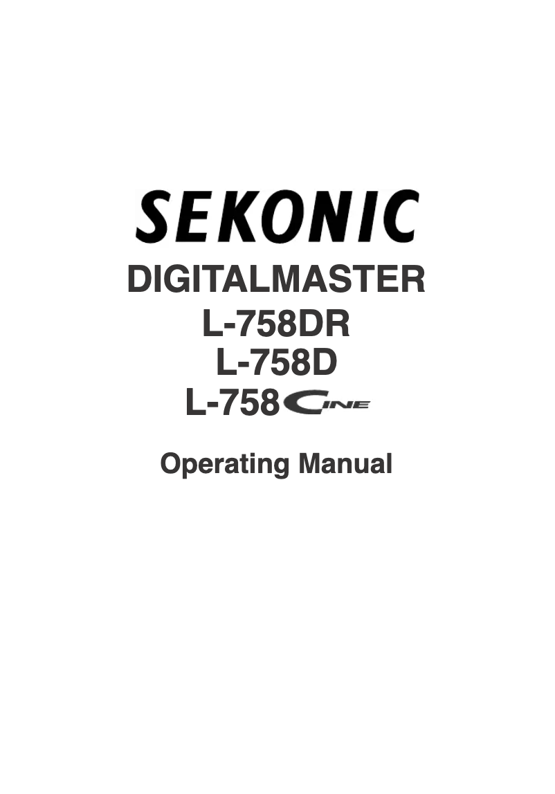 Page n°1 - Manuel utilisateur Sekonic L-758D Digital Master