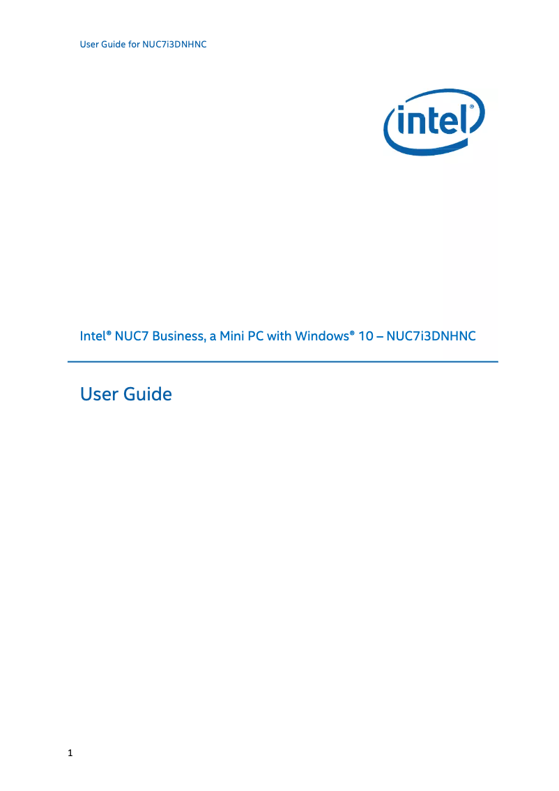 Page 1 de la notice Manuel utilisateur Intel NUC 7 Business