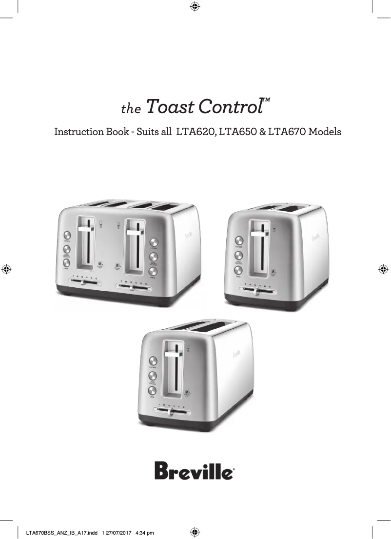 Page 1 de la notice Manuel utilisateur Breville the Toast Control 4 LTA670