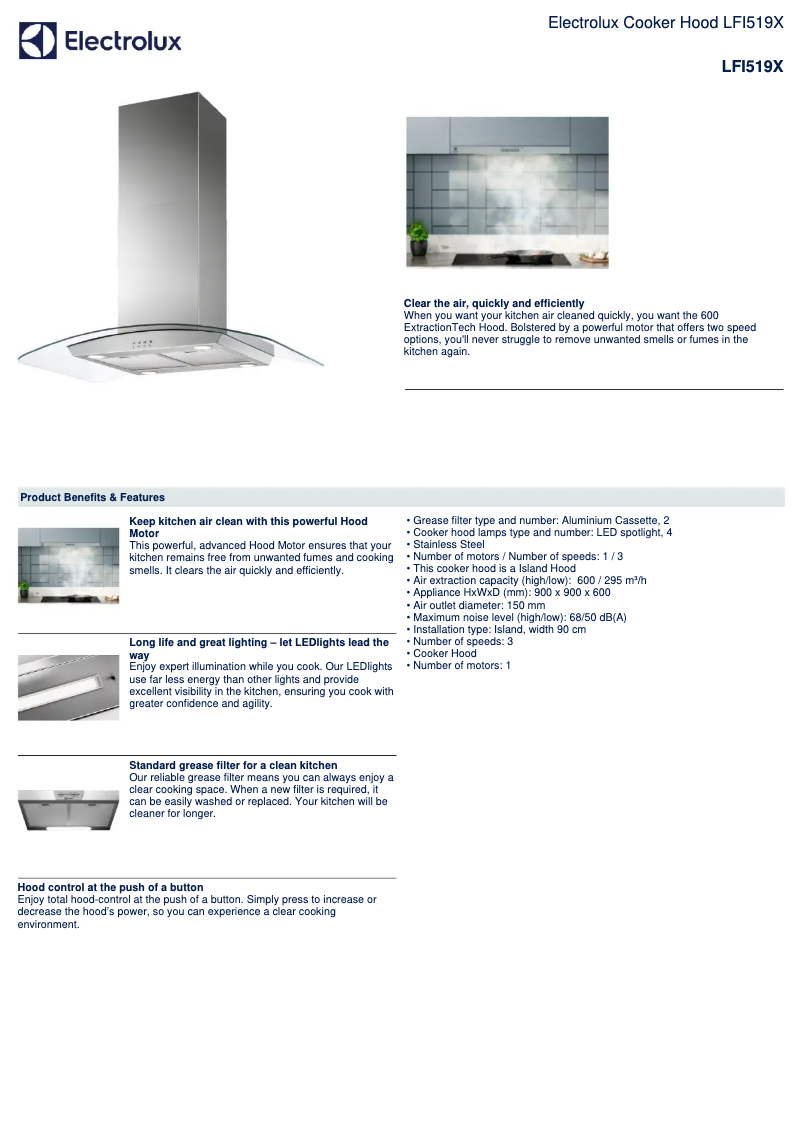 Página 1 del manual Ficha técnica Electrolux LFI519X