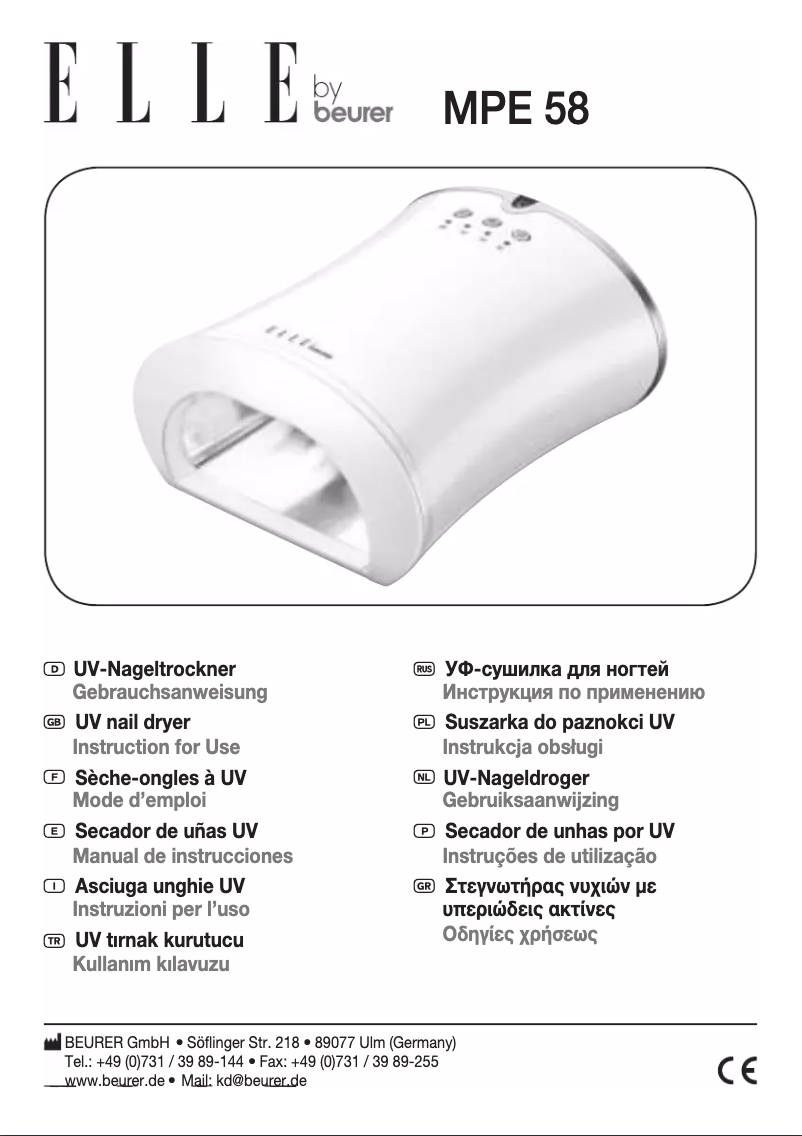 Page 1 de la notice Manuel utilisateur Beurer MPE 50