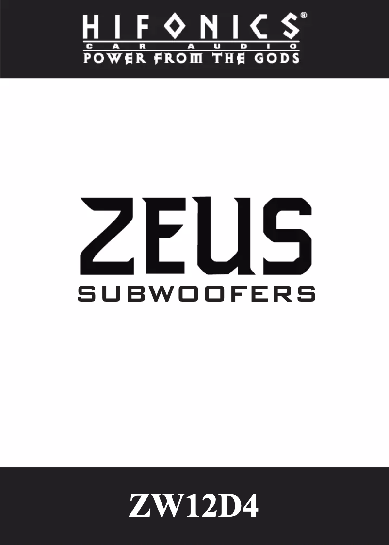 Page 1 de la notice Manuel utilisateur Hifonics Zeus ZW12D4