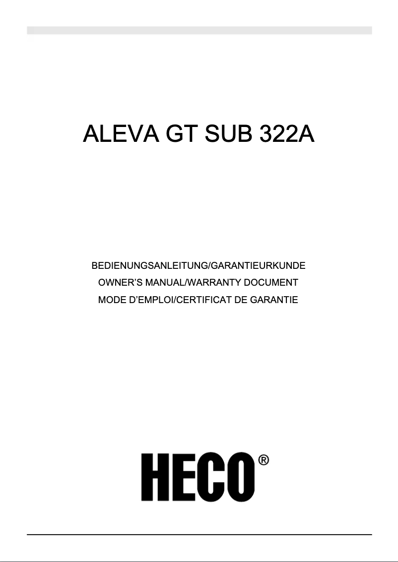 Página 1 del manual Manual de instrucciones Heco Aleva GT Sub 322A
