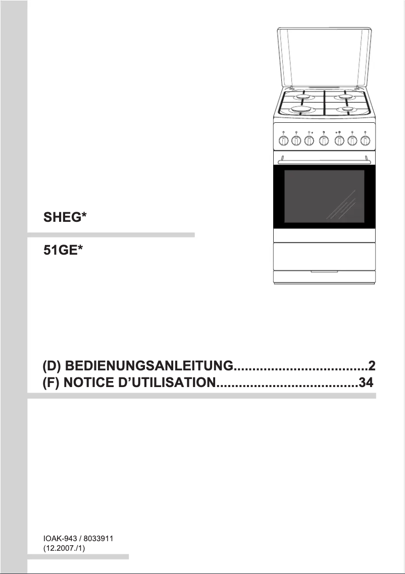 Page 1 de la notice Manuel utilisateur Amica SHEG 11157 W