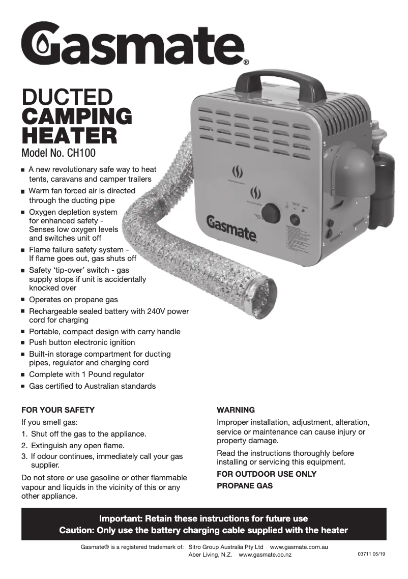 Image de la première page du manuel de l'appareil CH100