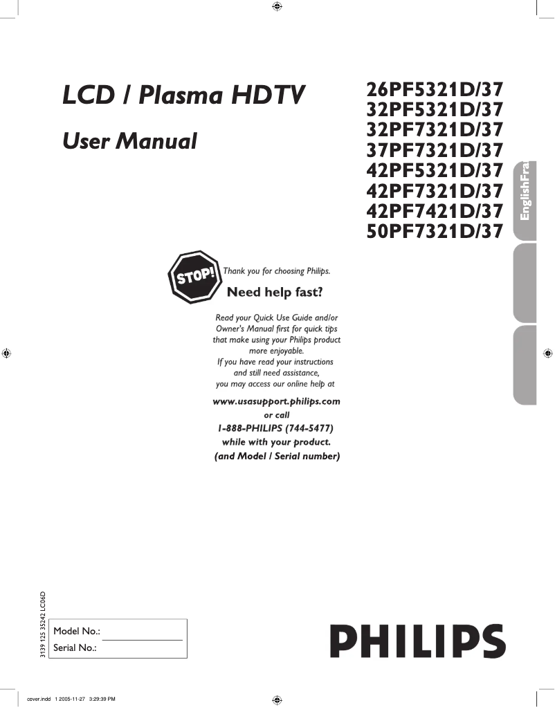 Page 1 of the manual User Manual Philips 26HF5334D