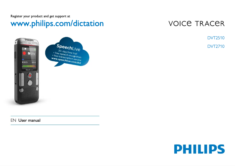 Image de la première page du manuel de l'appareil Voice Tracer DVT2510