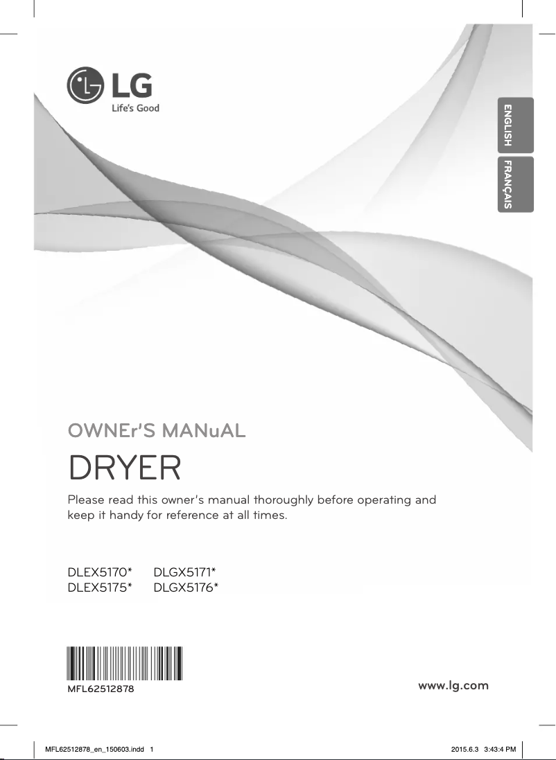 Page 1 de la notice Manuel utilisateur LG DX5171V