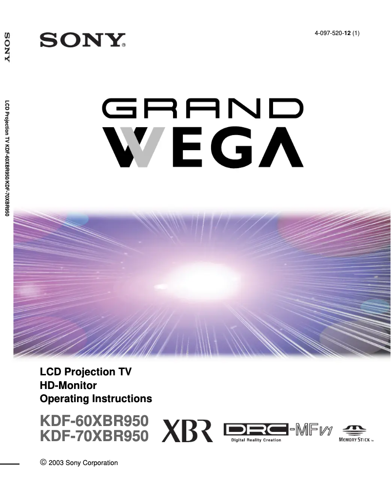 Página 1 del manual Manual de usuario Sony KDF-70XBR950