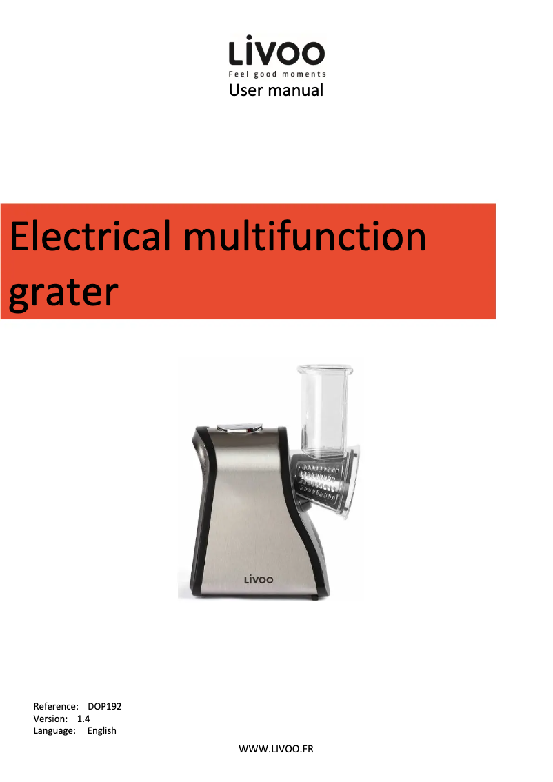 Page 1 de la notice Manuel utilisateur Livoo DOP192