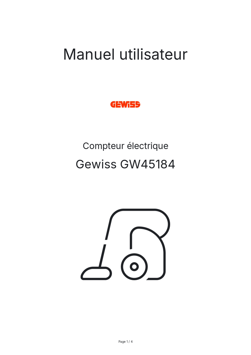 Page n°1 - Manuel utilisateur Gewiss GW45184