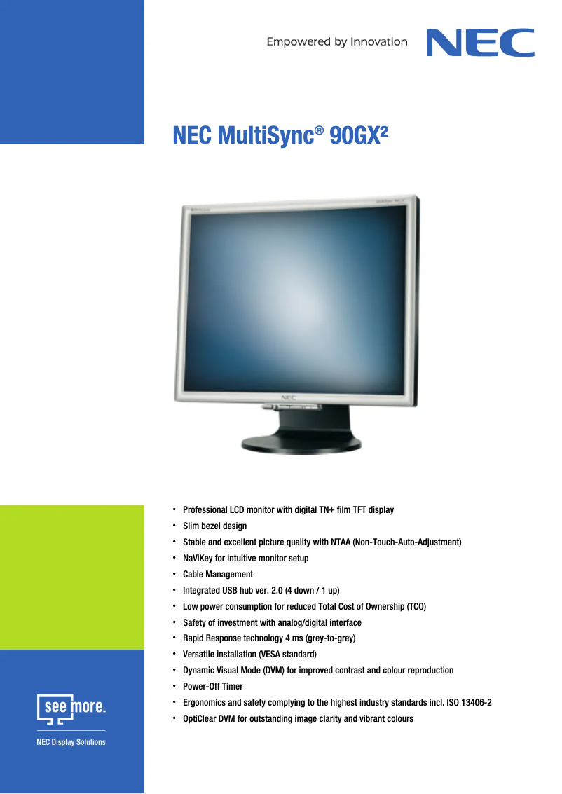 Imagen de la primera página del manual del dispositivo MultiSync 90GX2