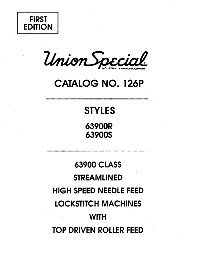 Page n°1 - Manuel utilisateur Union Special 63900S