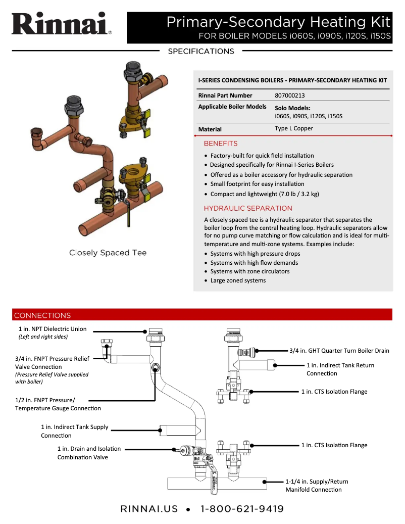 Page 1 de la notice Fiche technique Rinnai i060SN