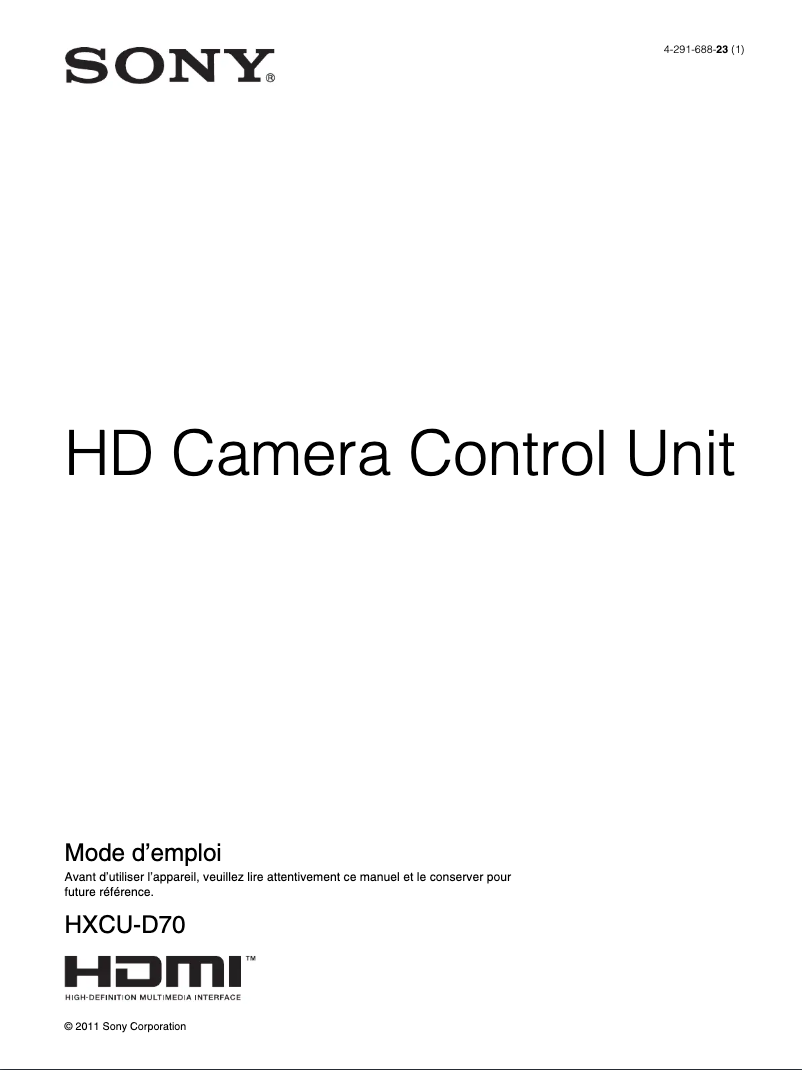 Page n°1 - Manuel utilisateur Sony HXCU-D70