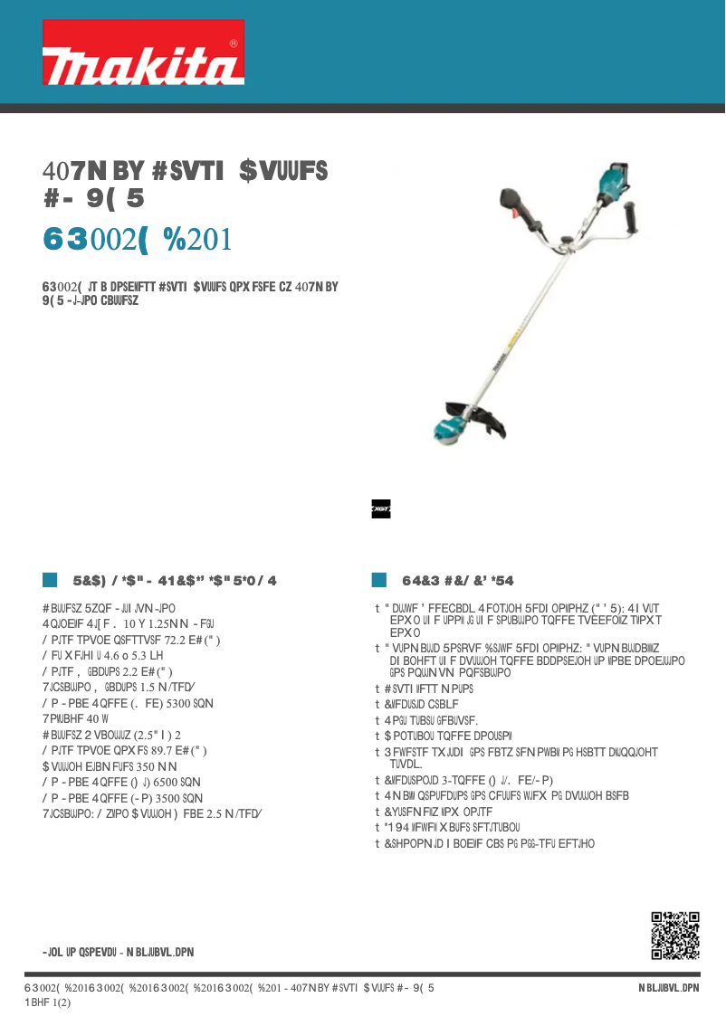 Page 1 de la notice Fiche technique Makita UR002GD201