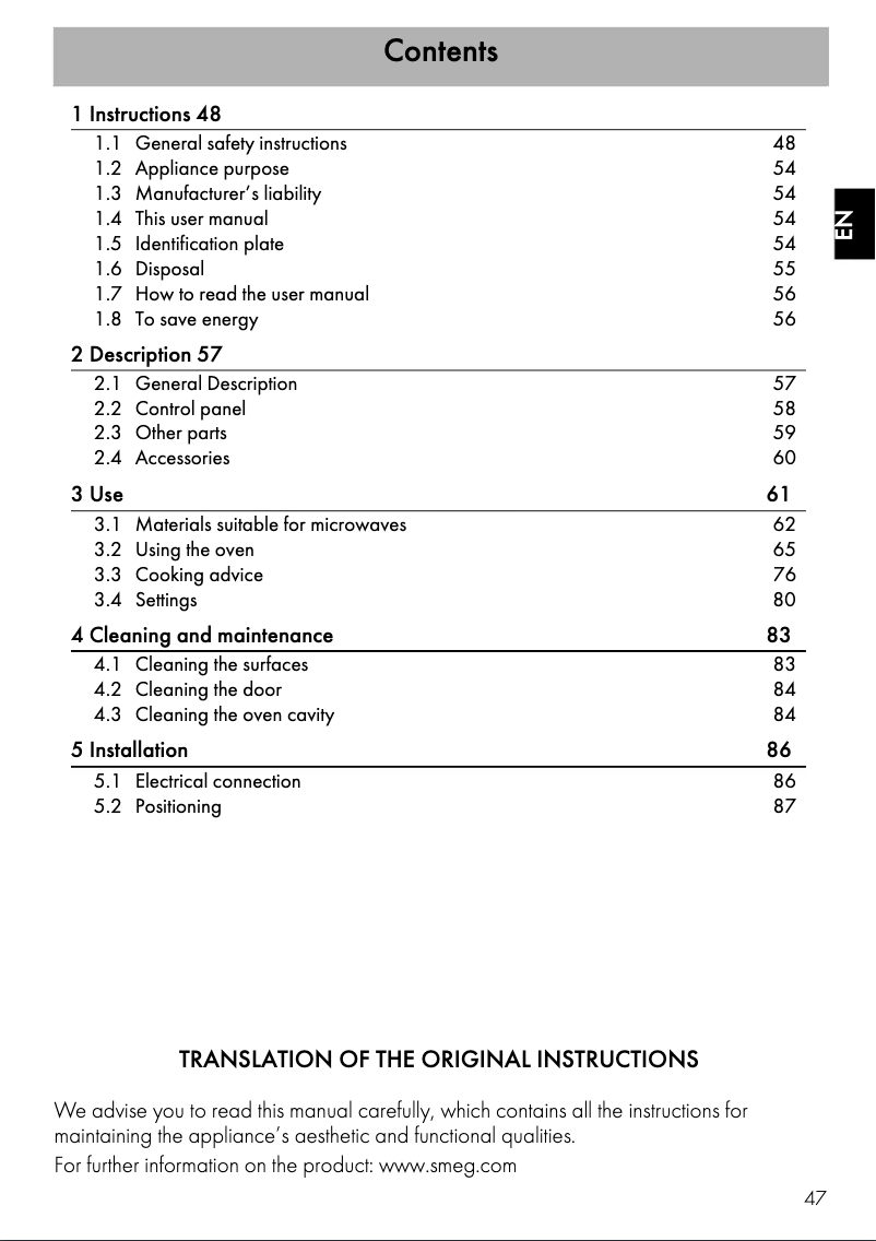 Page n°1 - Brochure Smeg SF4101MS1