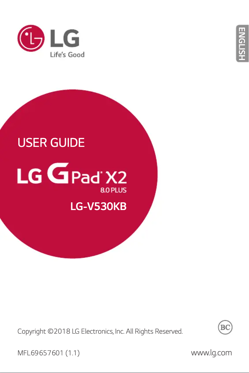 Image de la première page du manuel de l'appareil G Pad X II 8.0 PLUS