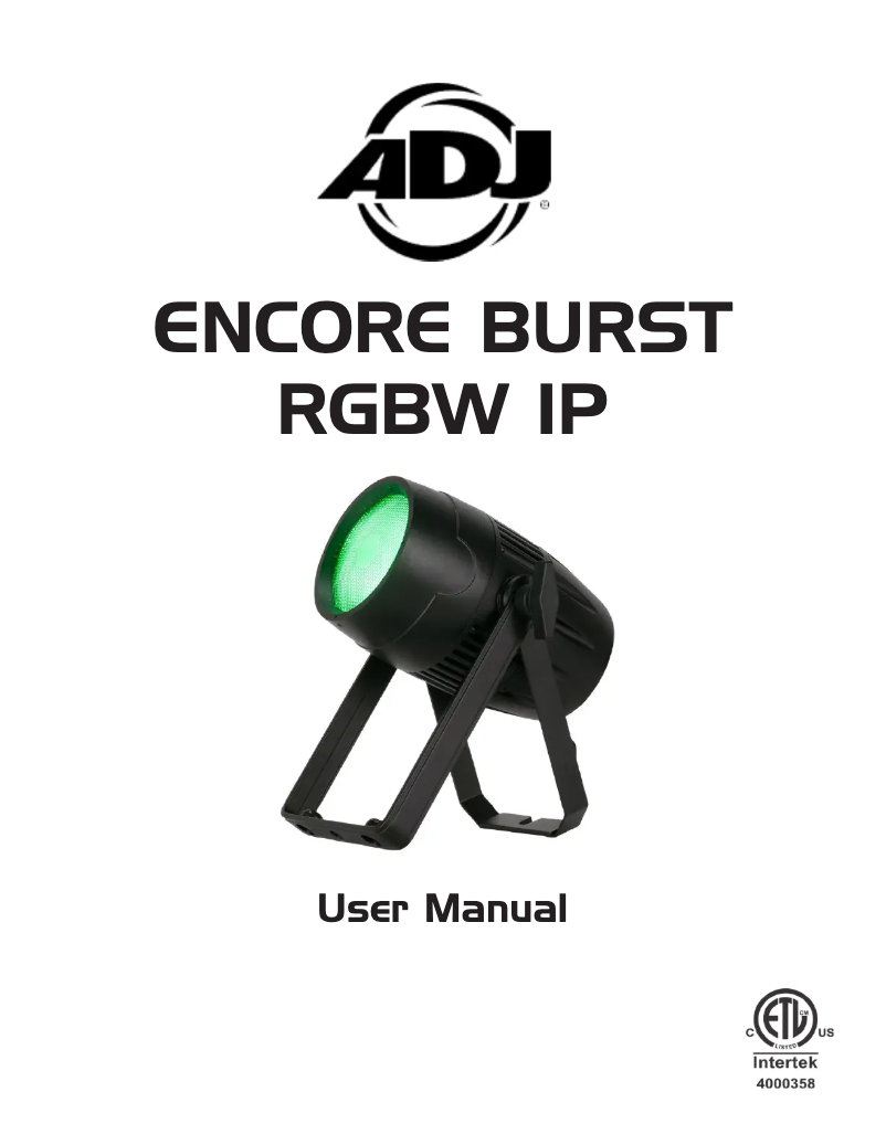 Page n°1 - Manuel utilisateur Adj Encore Burst RGBW IP