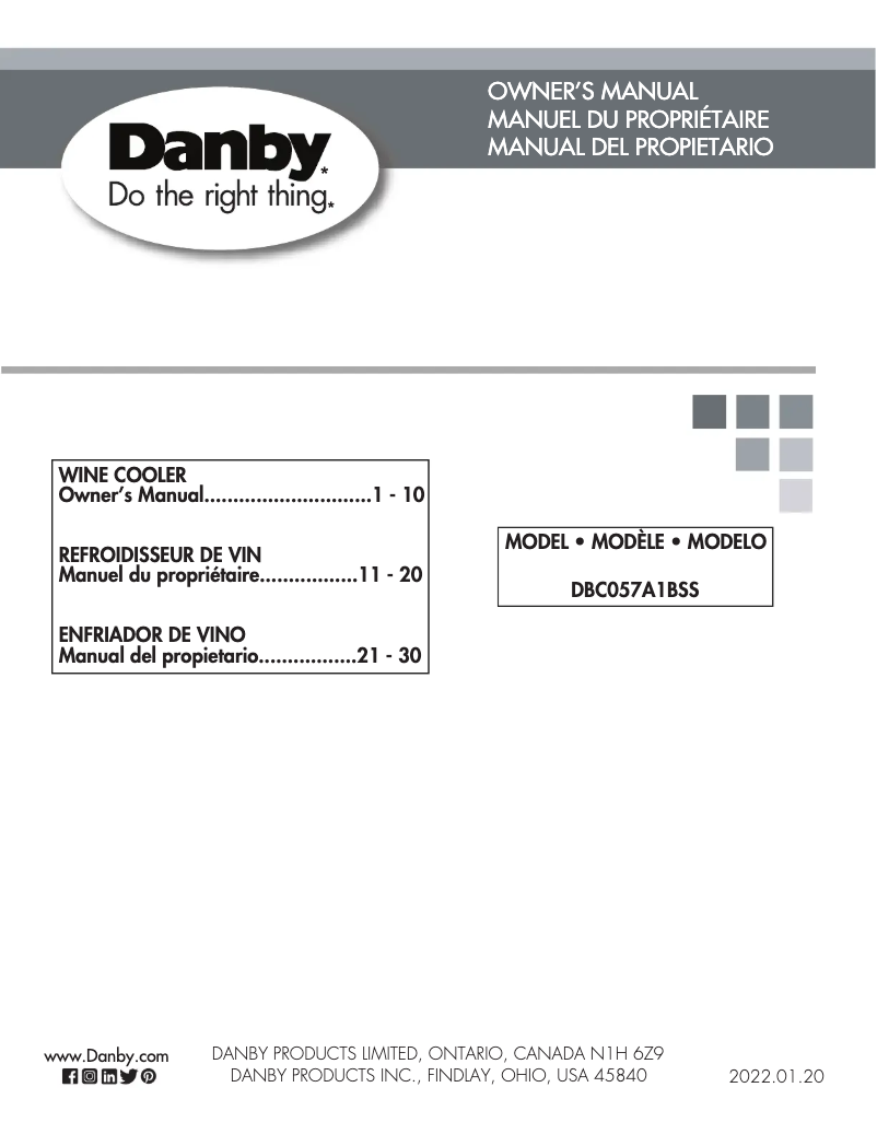 Page 1 de la notice Manuel utilisateur Danby DBC057A1BSS