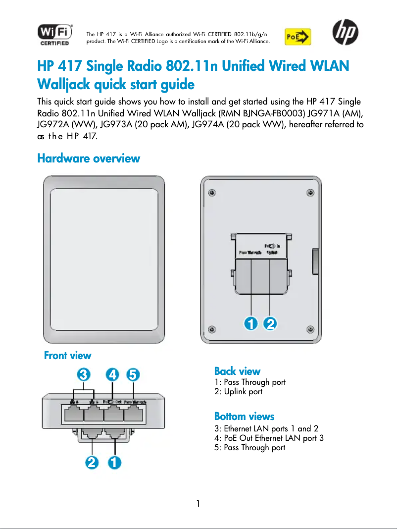 Page 1 de la notice Manuel utilisateur HP 417